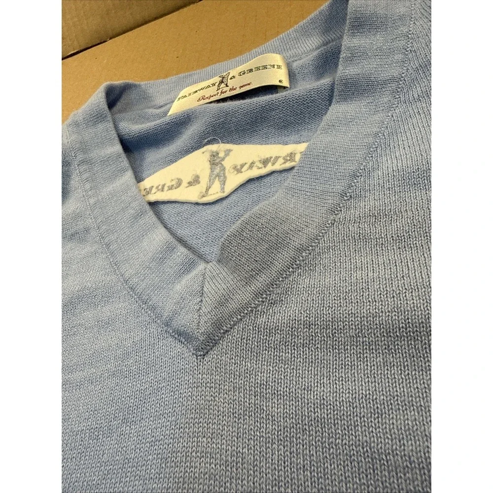 Fairway & Greene Sweater Blue Wool V Neck Golf, See Measurement Photos‎